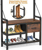 Lulive Hall Tree with Bench and Shoe Storage, 31.5” Coat Rack Freestanding - Image 3
