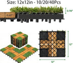 Interlocking Acacia Wood and Artificial Grass Deck Tiles 12"x12", 0.94" Thick - Image 2