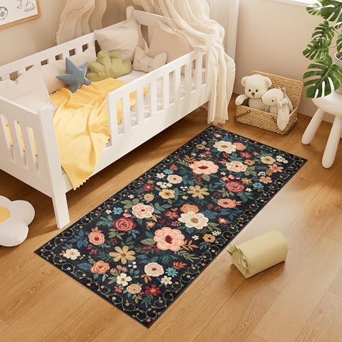 DUKINO 2x5 Runner Rug, Floral Washable Rug - Image 4
