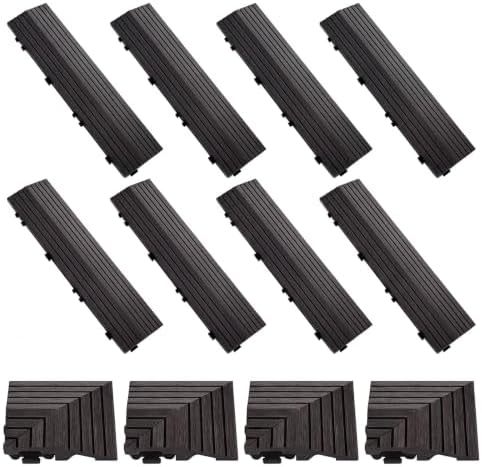 Ripeng 12 Pack Black Wood Deck Tile Edge Trim Set 8 Straight 4 Corner Edge by Ripeng