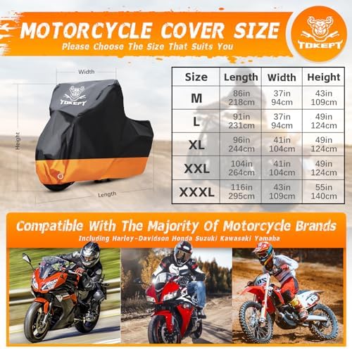 Motorcycle Cover Waterproof Outdoor Storage Fits Up to 86" - Image 2