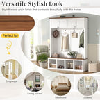 Quarte Elegant Wood-Grain Hall Tree - Image 7