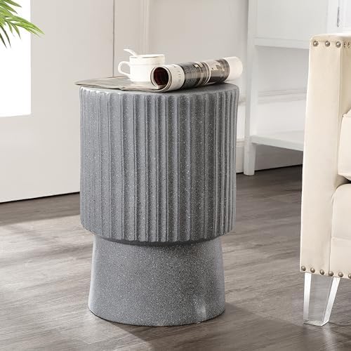 JONATHAN Y Louisa Outdoor Accent Table 19" Fluted Polyresin by JONATHANY