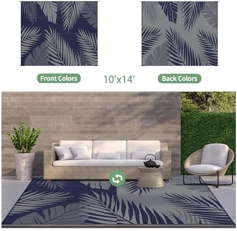 GENIMO Outdoor Rug, Waterproof Plastic Rugs 10'x14' - Image 2