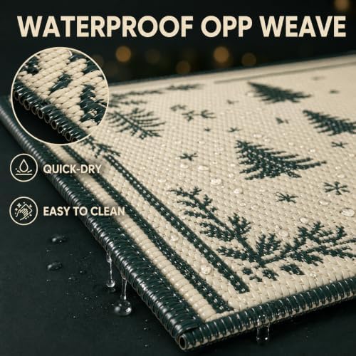 3x5 Ft Pine Tree Christmas Reversible Plastic Straw Outdoor Rug - Image 7