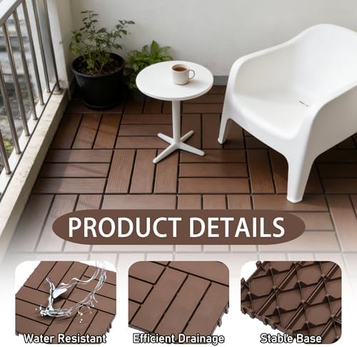 68 Pcs Interlocking Deck Tile, 61.60 Sq.Ft Deck Flooring Outdoor Waterproof All - Image 3