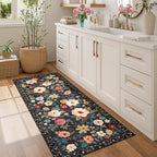 DUKINO 2x5 Runner Rug, Floral Washable Rug - Image 3