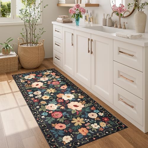 DUKINO 2x5 Runner Rug, Floral Washable Rug - Image 3