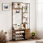 GiftGo Hall Tree with Shoe Storage 31.5" Entryway Coat Rack with 4 Shelves - Image 7