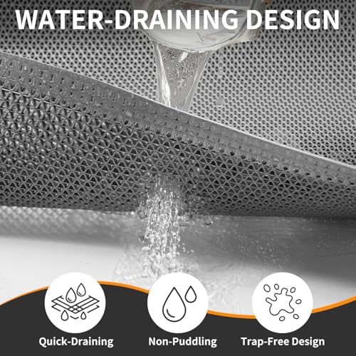 Front Door Mat Outside Entrance Drainage Doormat Grey 24"x36" - Image 4