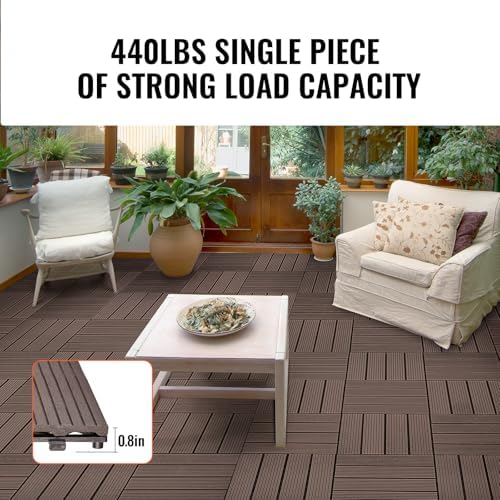 VEVOR Interlocking Deck Tiles Plastic Wood, 27 Pack, Patio Floor Decking - Image 3