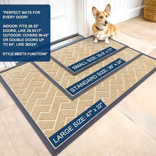 OLANLY Front Door Mat Outside 29.5x17, All-Season Absorbent Rubber Doormat - Image 2
