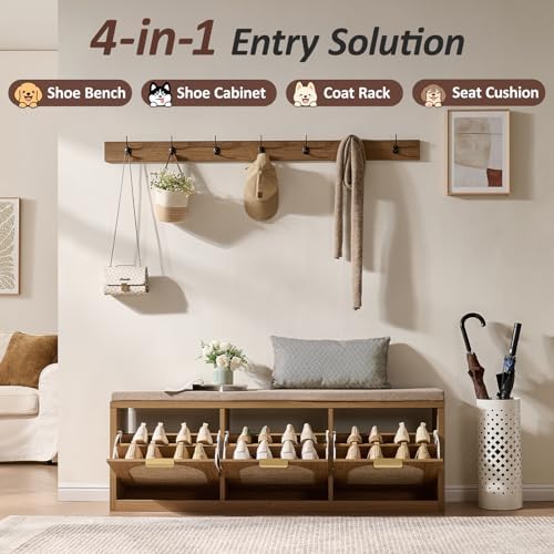 Rattan Narrow Entryway Bench - Image 5