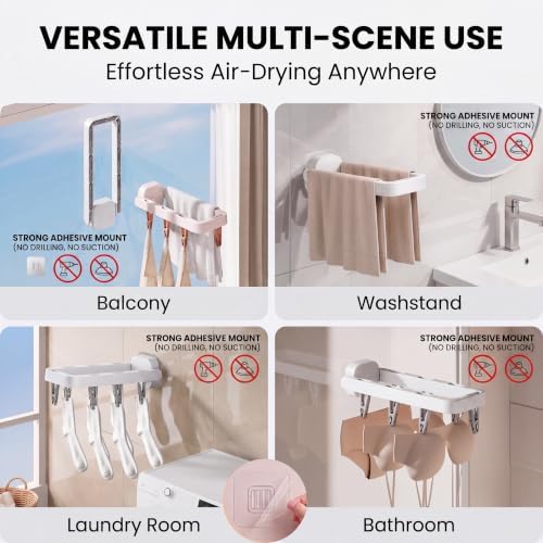 Wall Mounted Drying Rack with 7 Hidden Clips - Image 4