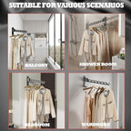 Dr.DJ Wall Mount Coat Hanger Holder Black Clothes Drying Organizer Rack Garment - Image 4