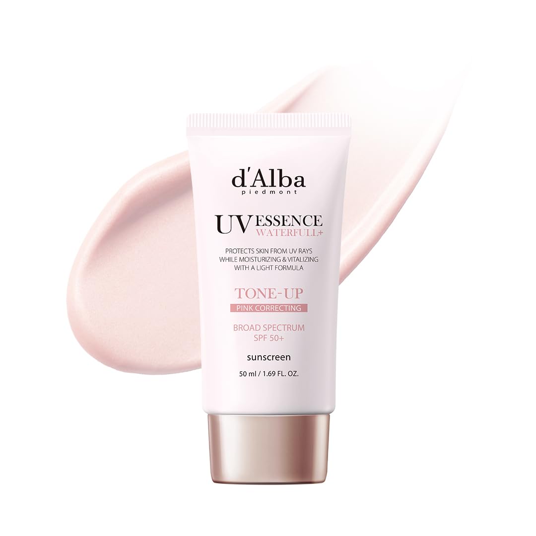 d'alba Piedmont Waterfull Tone-Up Sunscreen Serum BROAD SPECTRUM SPF 50 + Korean Sunscreen for Face, All Skin Tones, Sweat Proof Formula (1.69 fl.oz.)