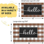 KILOCOCO Buffalo Plaid Checkered Rug 3x5 ft Brown and White Front Door Rug - Image 2