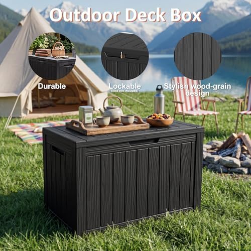 55 Gal Outdoor Storage Box Waterproof Lockable Deck Box - Image 4