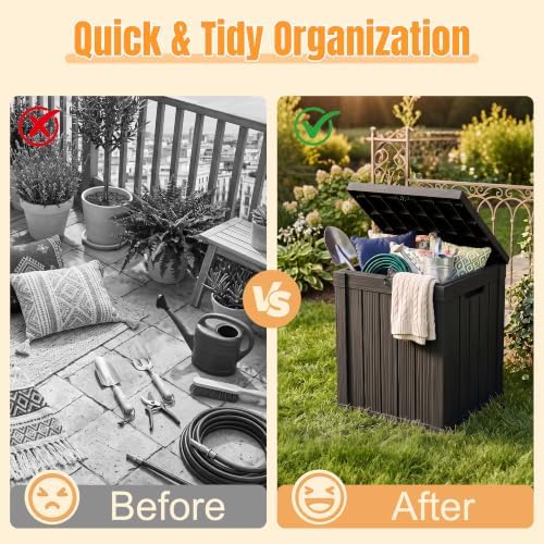 Outdoor Storage Box, 70 Gallon Waterproof Resin Patio Deck Box - Image 5