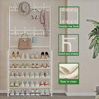 Coat Rack Shoe Rack With Storage Hooks Standing Organizer 4 Tier - Image 4