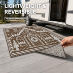 3x5 Ft Gingerbread House Christmas Reversible Plastic Straw Outdoor Rug - Image 6