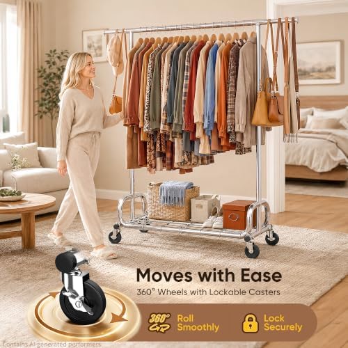 HOKEEPER Clothes Rack Heavy Duty Clothing Rack Load 450LB Height Adjustable - Image 2