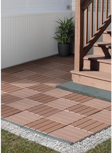 FloorPops 11.8-in by 11.8-in Straight Groove Coffee Interlocking Deck Tiles - Image 2