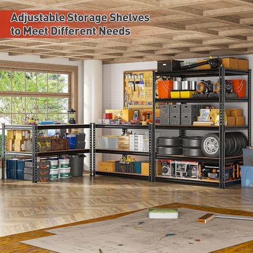 REIBII 4 Pack Storage Shelves, 5 Tier Heavy Duty Metal Garage Shelving - Image 5