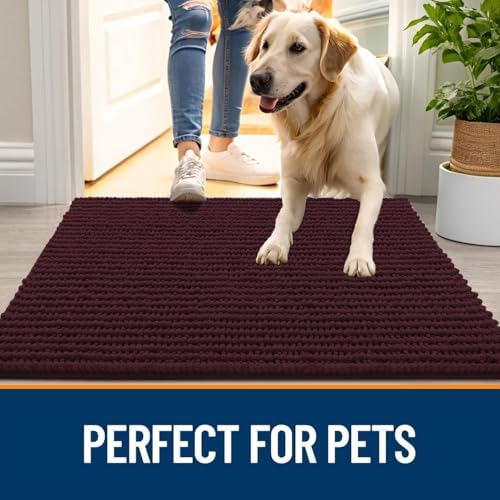 OLANLY Dog Door Mat for Muddy Paws 36x24, Extra Absorbent Chenille Mud Mat - Image 6