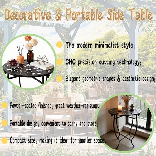 Small Patio Table, 17Inch Height Metal Patio Side Table - Image 2