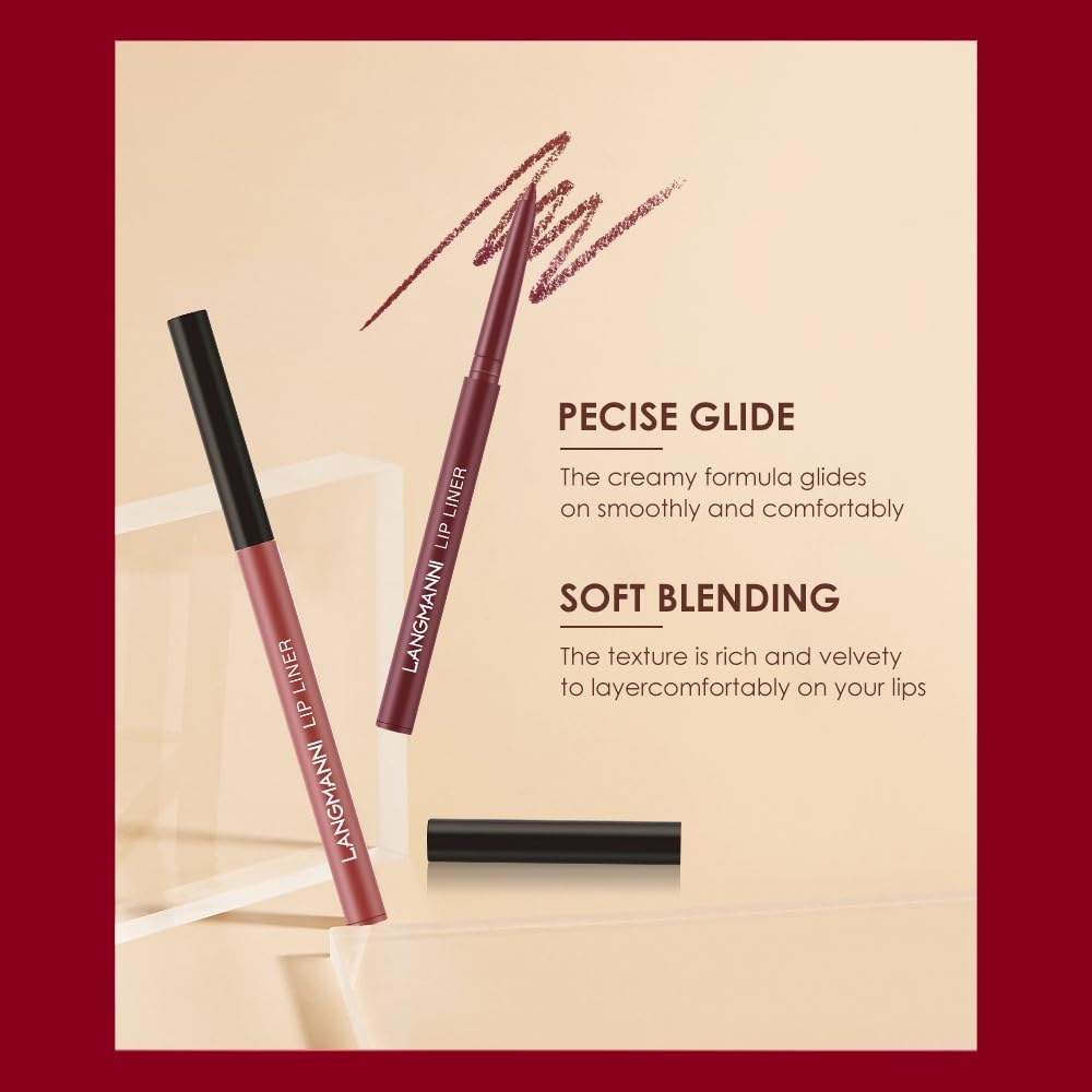 LANGMANNI 6 Matte Lipstick with 6 Lipliners Durable Makeup Set,Long-Lasting Non-Stick Cup Not Fade Waterproof Pigmented Velvet Lipgloss Kit Beauty Cosmetics Makeup Gift for Girls (#B)