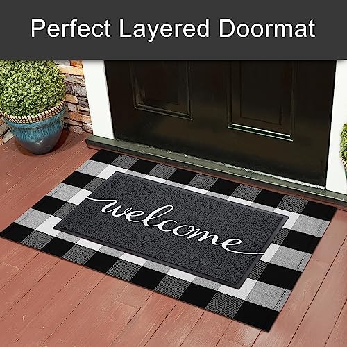KILOCOCO Welcome Mat Front Door Mat Black Outdoor Doormat - Image 3
