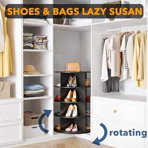 SpaceAid 4 Tier Rotating Shoe Rack Tower, Spinning Shoe Display Lazy Susan - Image 4