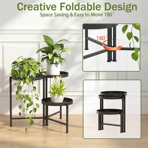 3 Tier Tall Metal Plant Stand, Duty Tiered Flower Shelf - Image 5