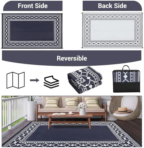 GlowSol 10x20 Outdoor Rug Waterproof Reversible Patio Carpet, Plastic Straw - Image 6