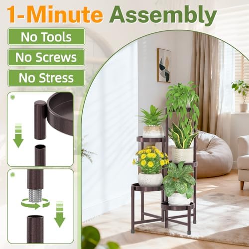 iDavosic.ly Plant Stand Indoor Outdoor, 5 Tier Metal Corner Shelf - Image 2
