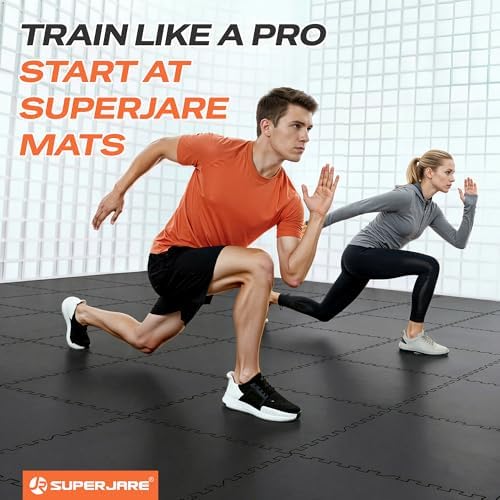 SUPERJARE 0.56'' Thick 144 Sq Ft Rubber Top Gym Flooring - Image 3