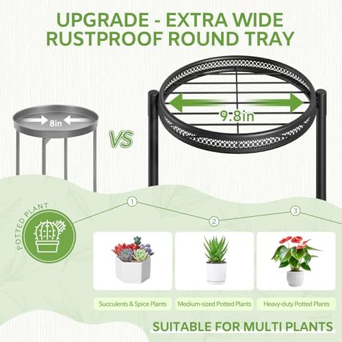 iDavosic.ly 5 Tier Large Plant Stand Indoor Outdoor, 10 In Tray, Iron Black - Image 3