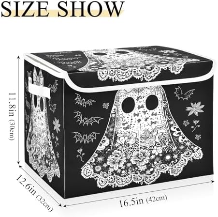 Bolaz Storage Bins with Lids and Handles, Cartoon Ghost Storage Box Basket with - Image 3