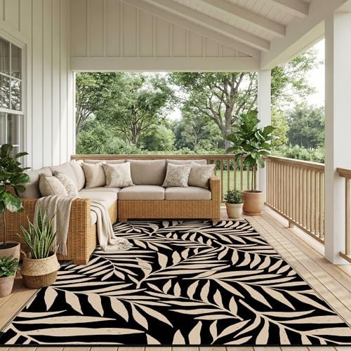 Smiry Outdoor Rug 6x9 ft Waterproof Reversible Leaf Mat - Image 6
