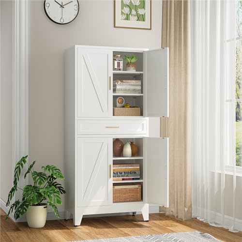 Bevivog 71" Kitchen Pantry Cabinet, Metal Storage Cabinet - Image 6