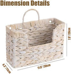 PINXIURY Magazine Holder Wall Basket Water Hyacinth Woven Mail Organizer - Image 2
