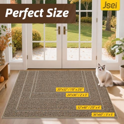 JSEI Dirt Trapper Door Mat 24" x 36", Non-Slip Washable Doormats - Image 2