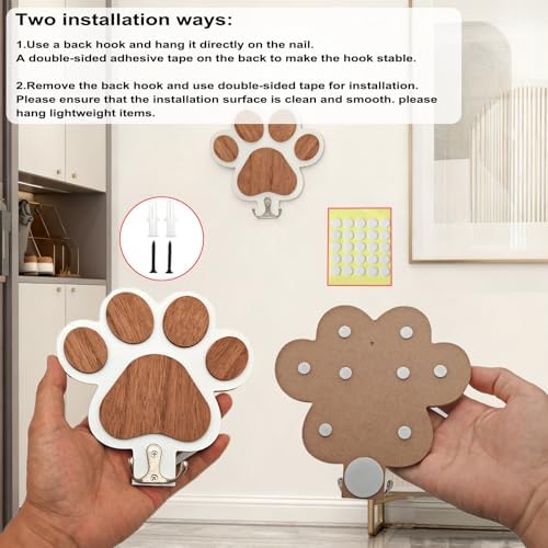 Goodangie00 Wooden Dog Leash Holder Wall Decoration, 3D Dog Paw Harness Wall - Image 3