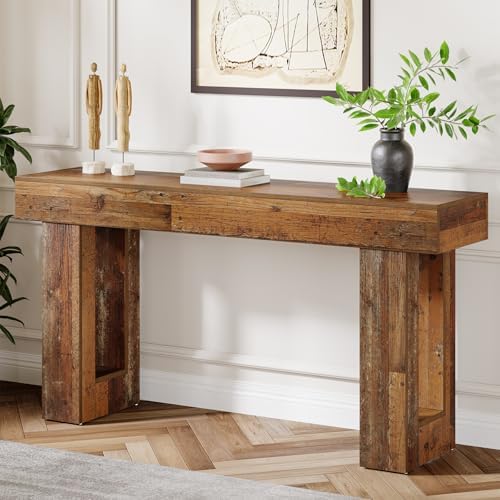Tribesigns 63-Inch Long Console Table, Farmhouse Wooden Sofa Table Behind The by Tribesigns