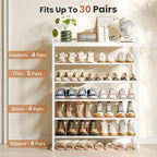 6 Tier Shoe Rack Organizer for 24-30 Pairs, Tall Metal Shoe Storage Shelf - Image 4