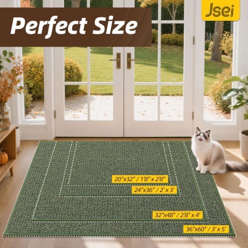 JSEI Dirt Trapper Door Mat 36" x 60", Non-Slip Washable Doormats - Image 2