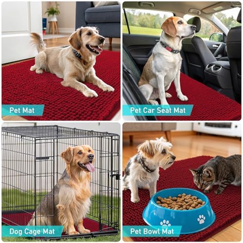 OLANLY Dog Door Mat for Muddy Paws 40x24, Super Absorbent Chenille Mud Mat - Image 7