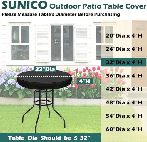 SUNICO Outdoor Table Covers Waterproof Round 32" Dia - Image 2