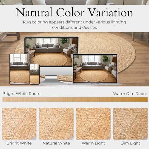 Jute Area Rug 5ft Round Natural Jute Rug - Image 6